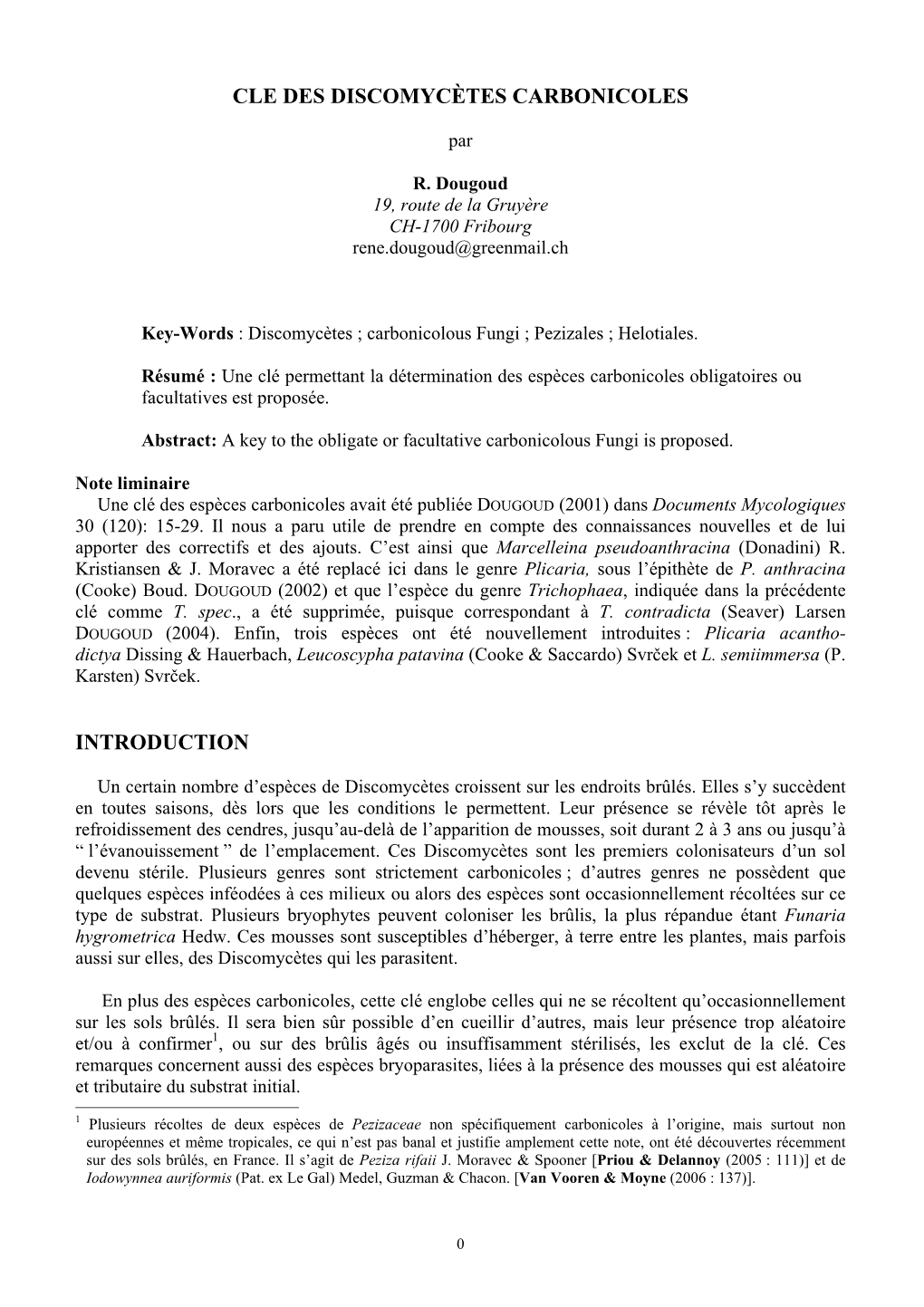 Cle Des Discomycètes Carbonicoles