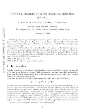 Hyperbolic Trigonometry in Two-Dimensional Space-Time Geometry