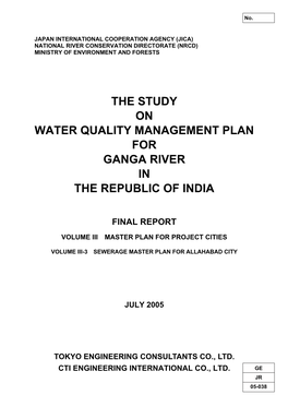 The Study on Water Quality Management Plan for Ganga River in the Republic of India