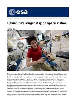 Samantha's Longer Stay on Space Station