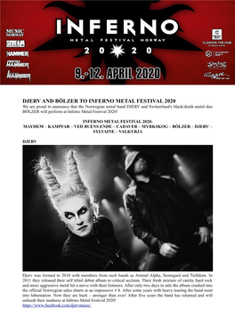 Djerv and Bölzer to Inferno Metal Festival 2020