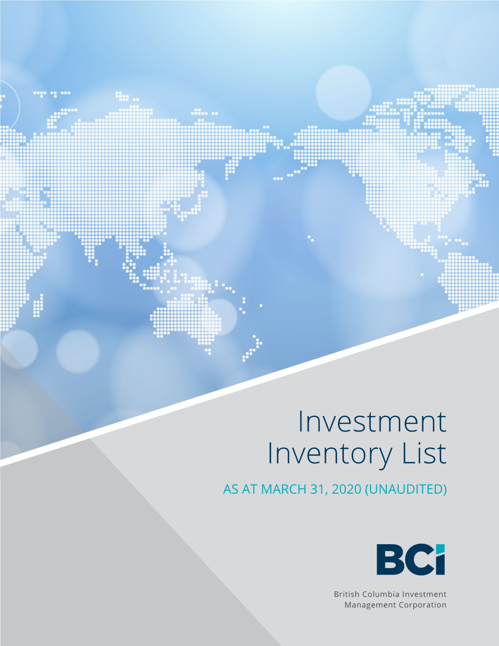 BCI's Investment Inventory List