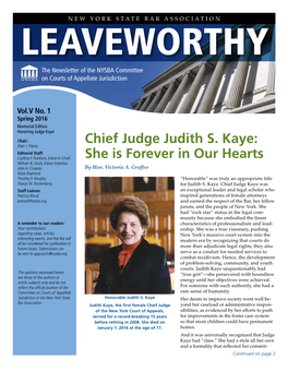 Chief Judge Judith S. Kaye: Alan J