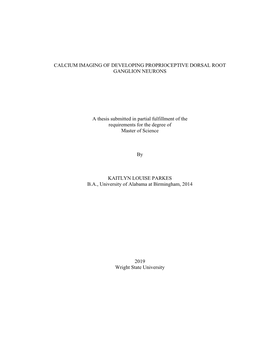 Calcium Imaging of Developing Proprioceptive Dorsal Root Ganglion Neurons