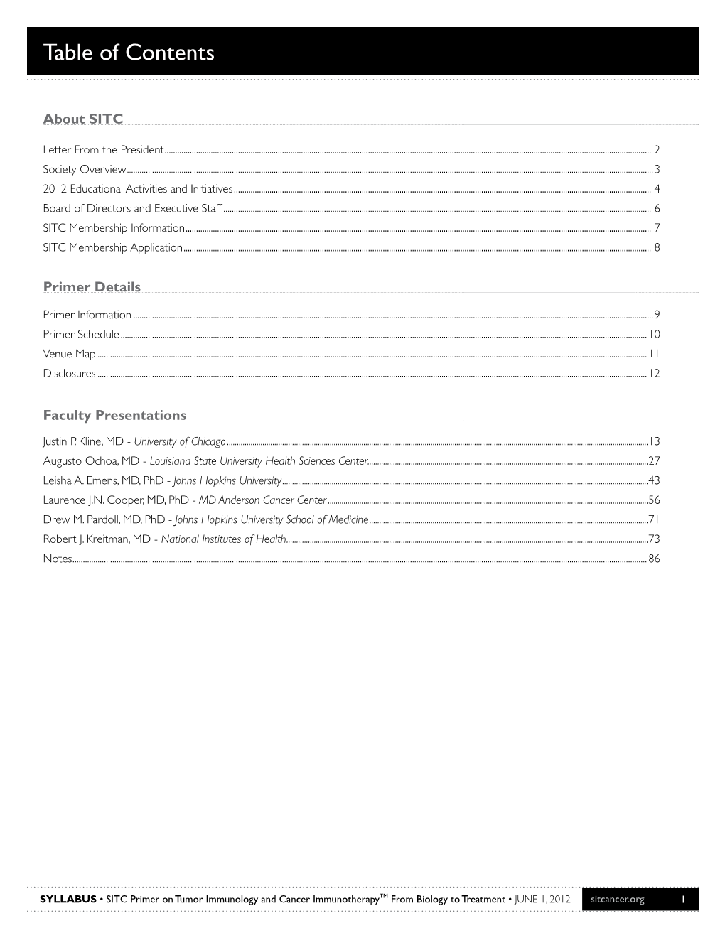 Table of Contents