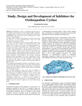 Study, Design and Development of Inhibitors for Oxidosqualene Cyclase
