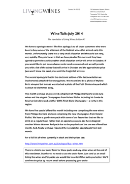Wine Talk: July 2014
