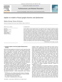 Update on Models of Basal Ganglia Function and Dysfunction