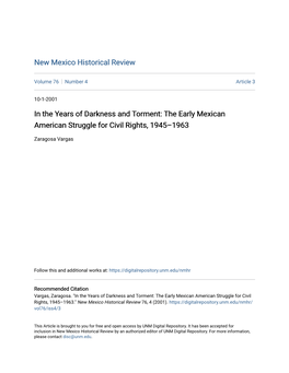 The Early Mexican American Struggle for Civil Rights, 1945Â•Fi1963