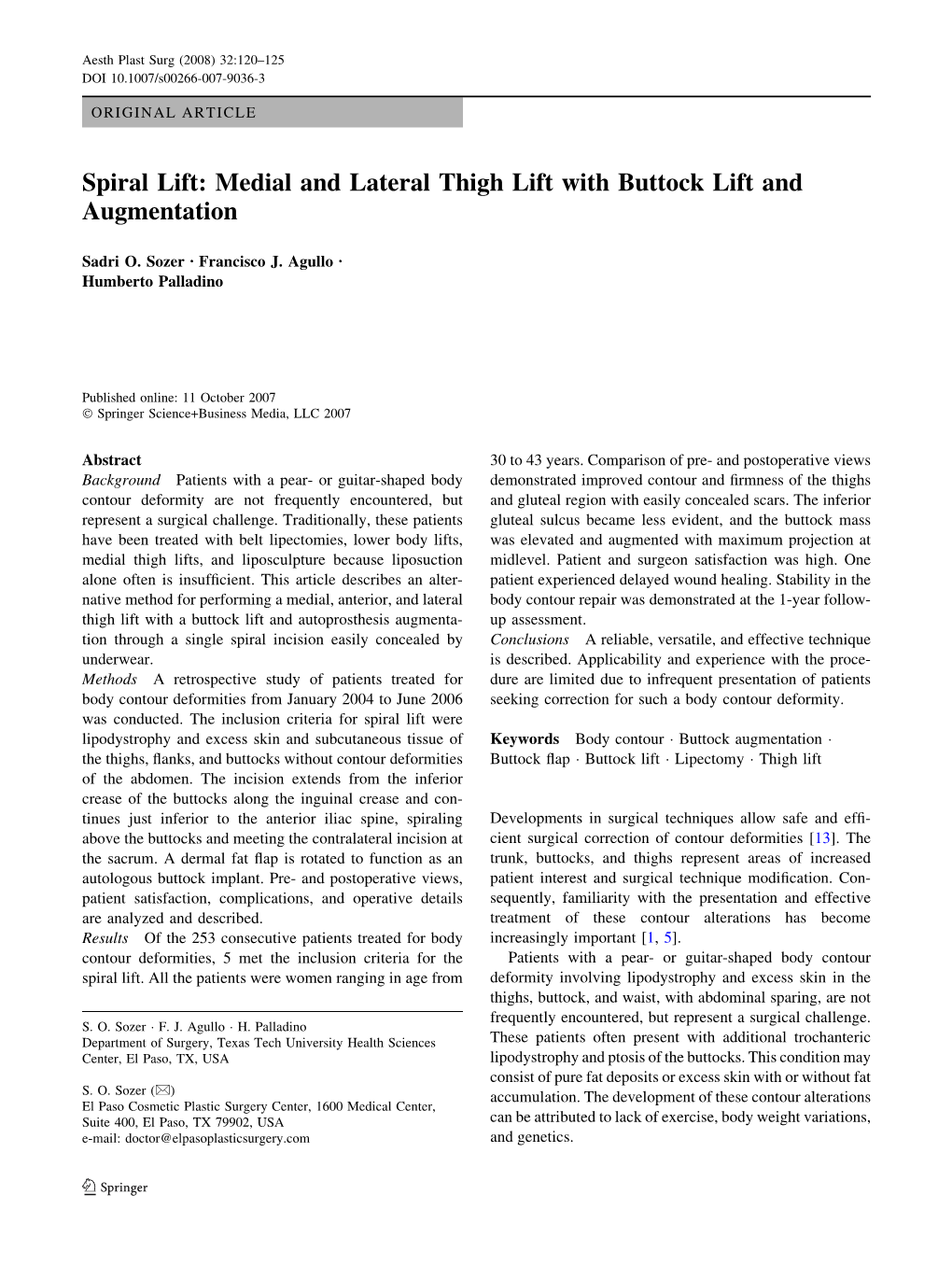 Spiral Lift: Medial and Lateral Thigh Lift with Buttock Lift and Augmentation