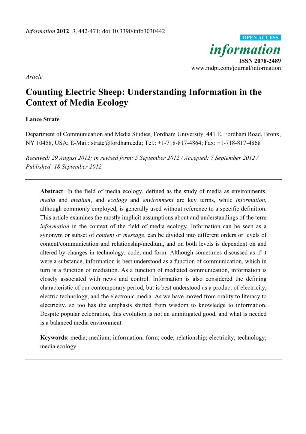 Understanding Information in the Context of Media Ecology