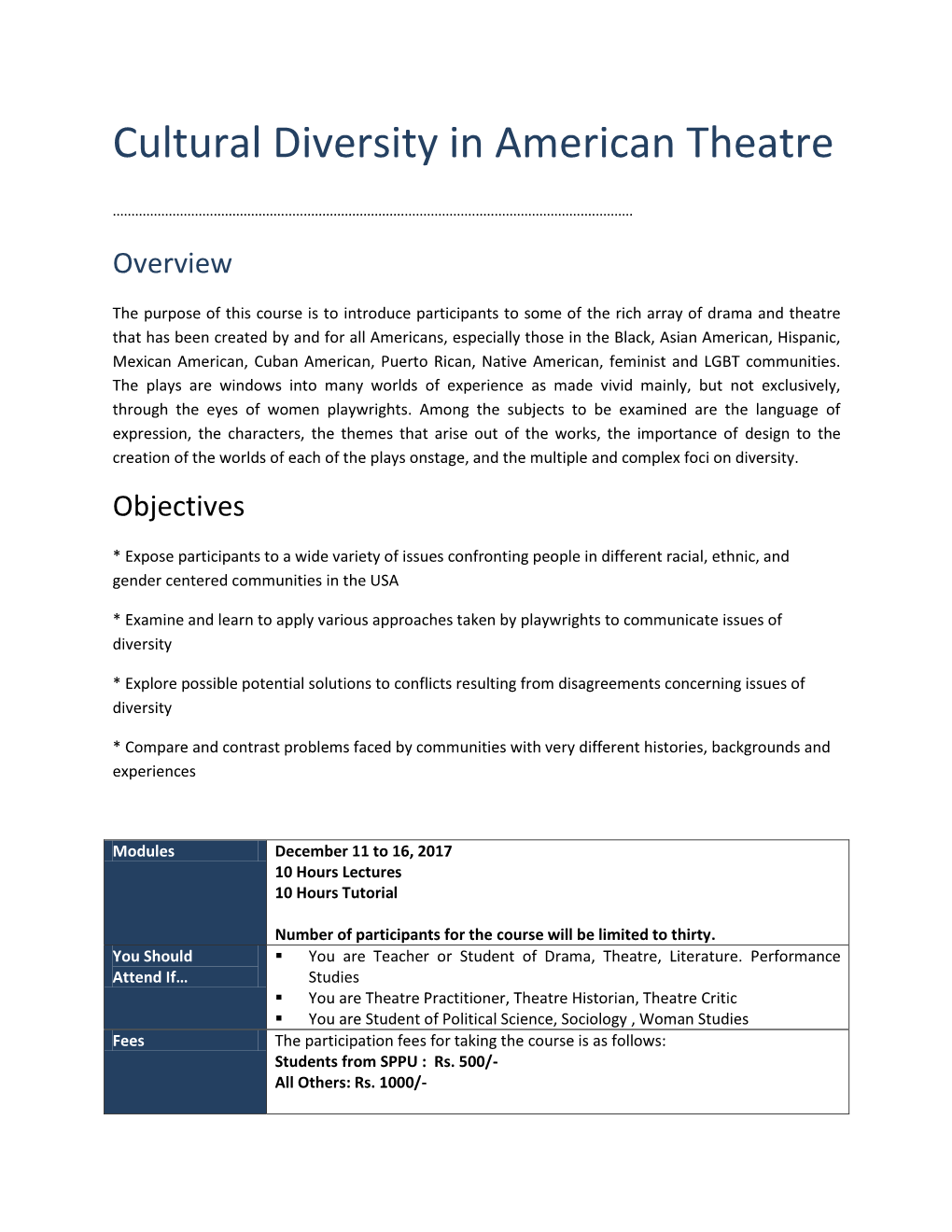 Cultural Diversity in American Theatre