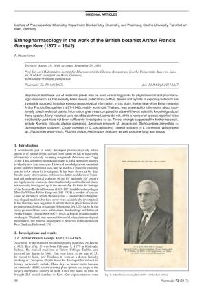 Ethnopharmacology in the Work of the British Botanist Arthur Francis George Kerr (1877 ÂŒ 1942)