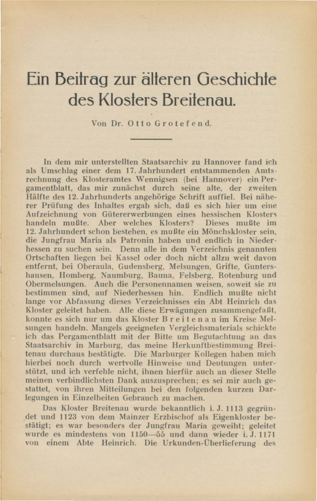 Ein Beifrag Zur Alferen Geschichfe Des Klosfers Breifenau . • Von Dr