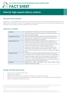 Intercity High-Speed Railway Systems • Economic Growth and Increased Employment