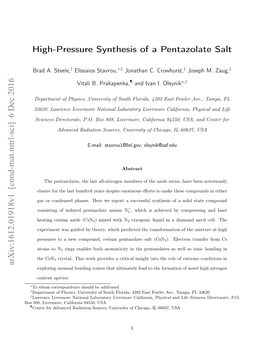 High-Pressure Synthesis of a Pentazolate Salt