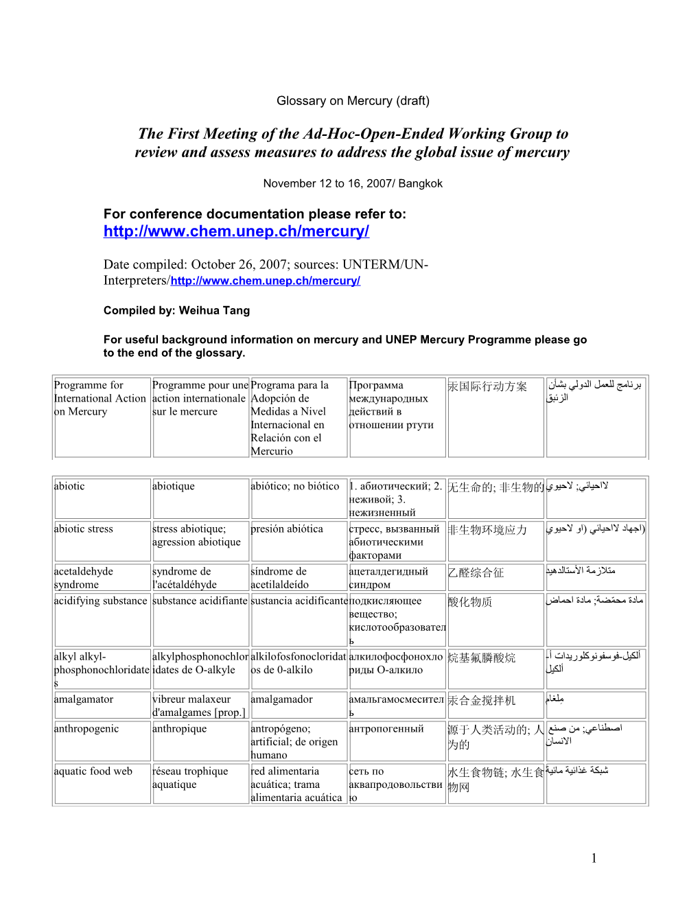 The UNEP Mercury Programme