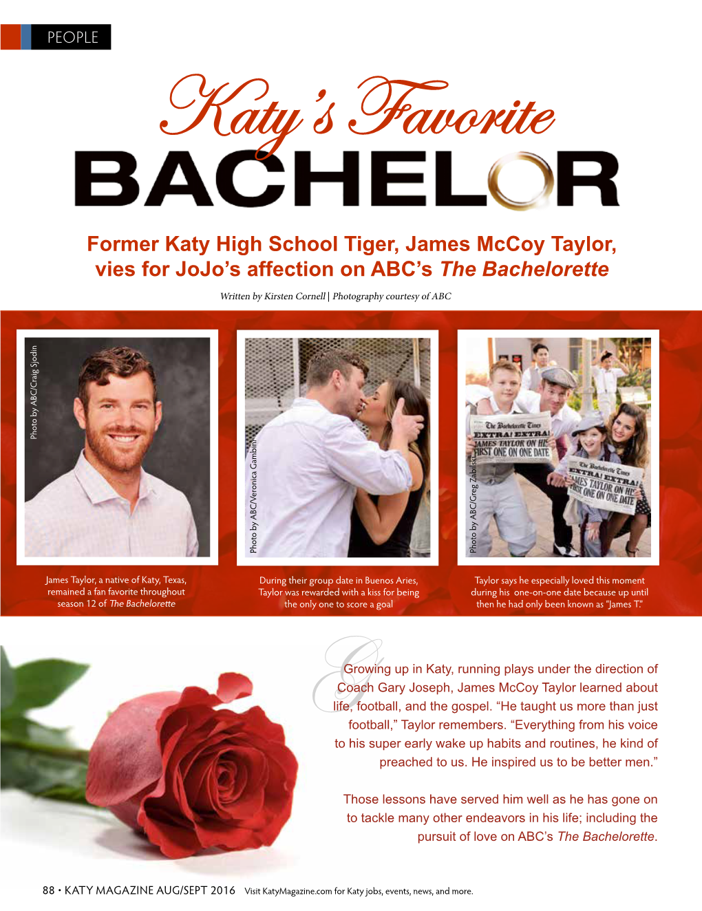 Former Katy High School Tiger, James Mccoy Taylor, Vies for Jojo's Affection on ABC's the Bachelorette