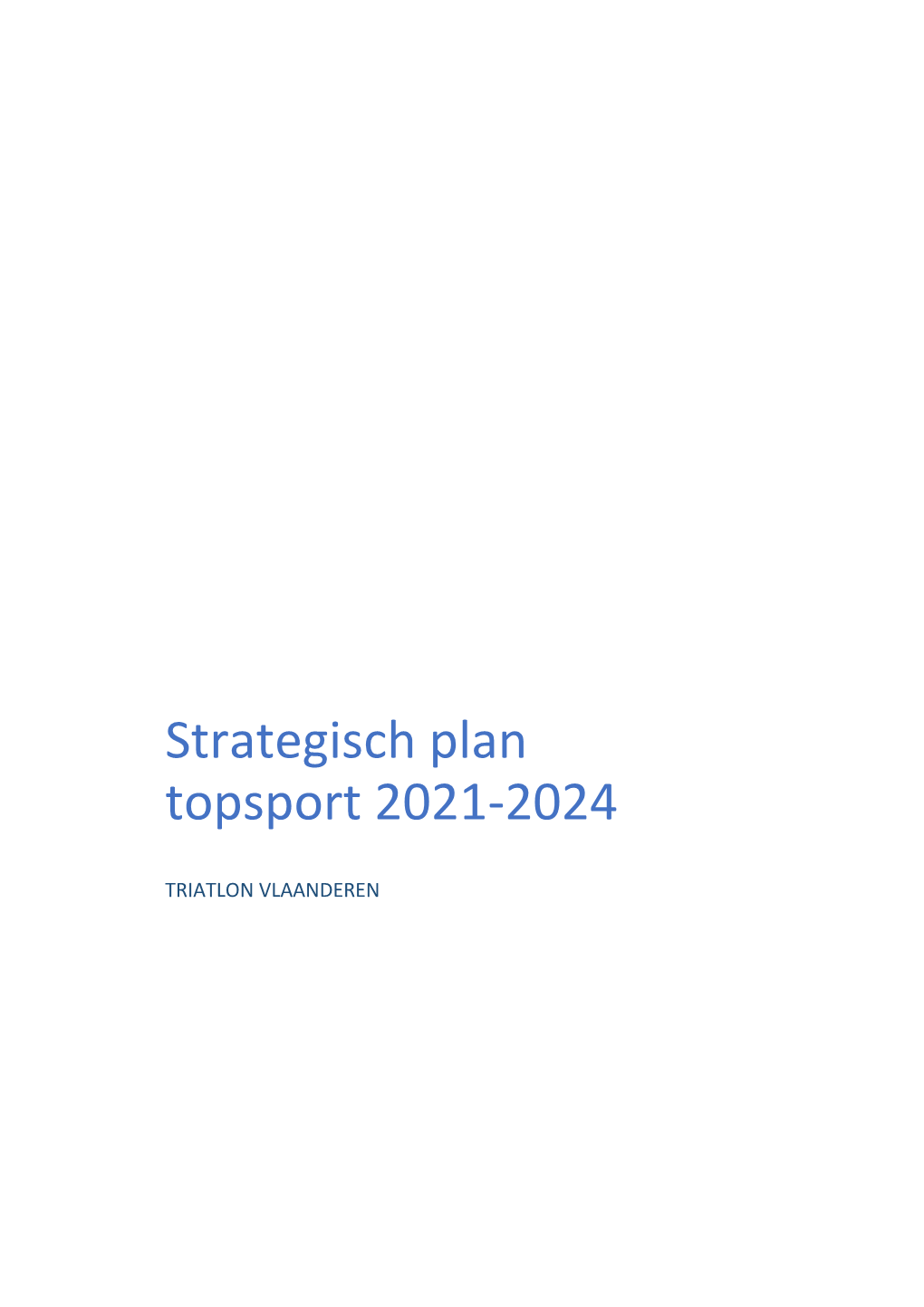 Strategisch Plan Topsport 2021-2024