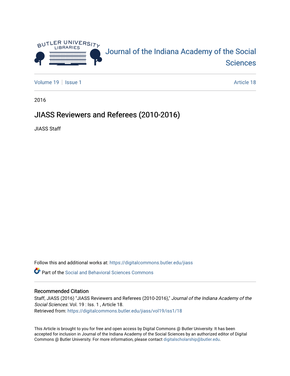 JIASS Reviewers and Referees (2010-2016)