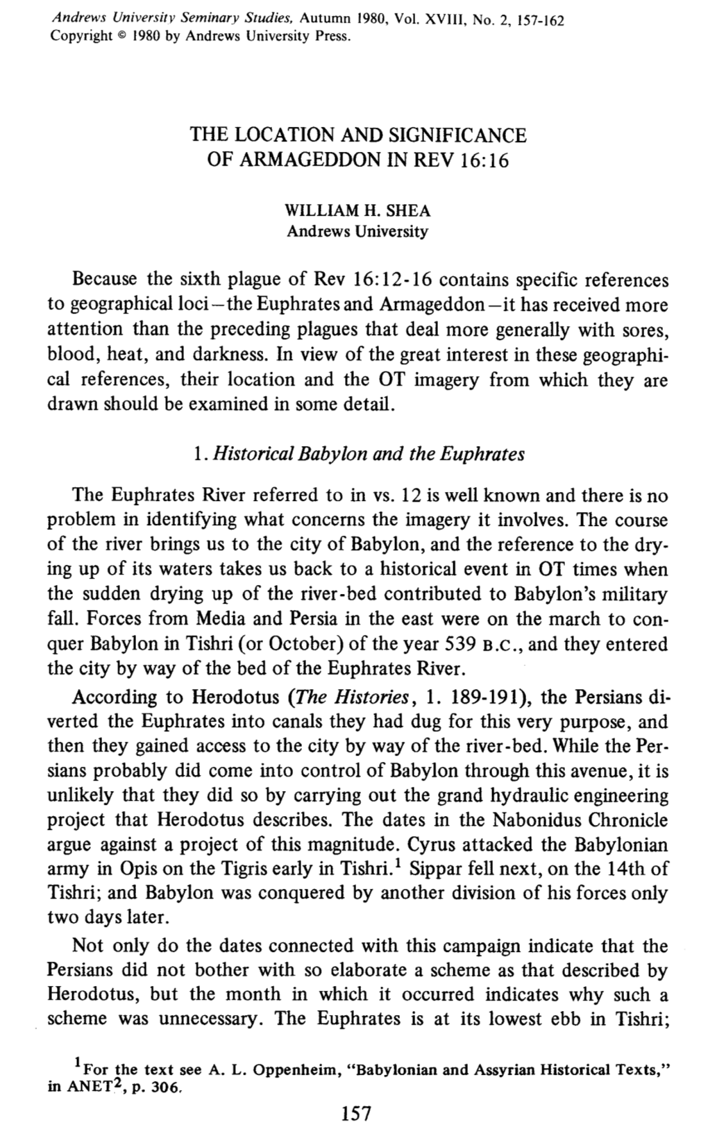 The Location and Significance of Armageddon in Rev 16:16