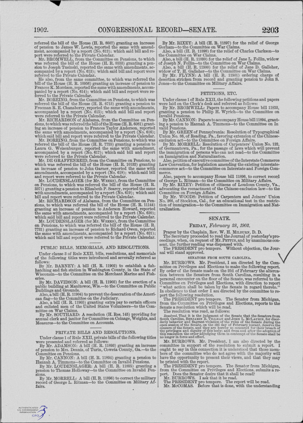 Congressional Record- Senate. 2203