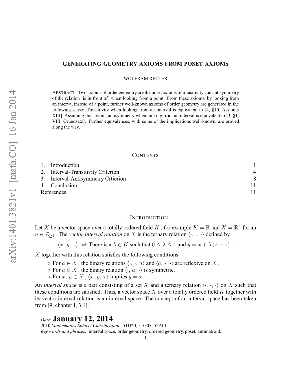 Generating Geometry Axioms from Poset Axioms