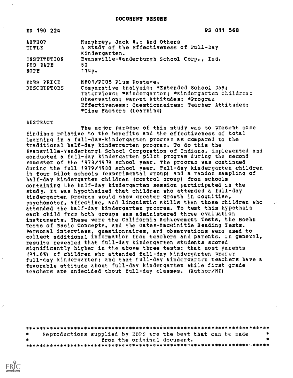 Document Resume Ed 190 224 Ps 011