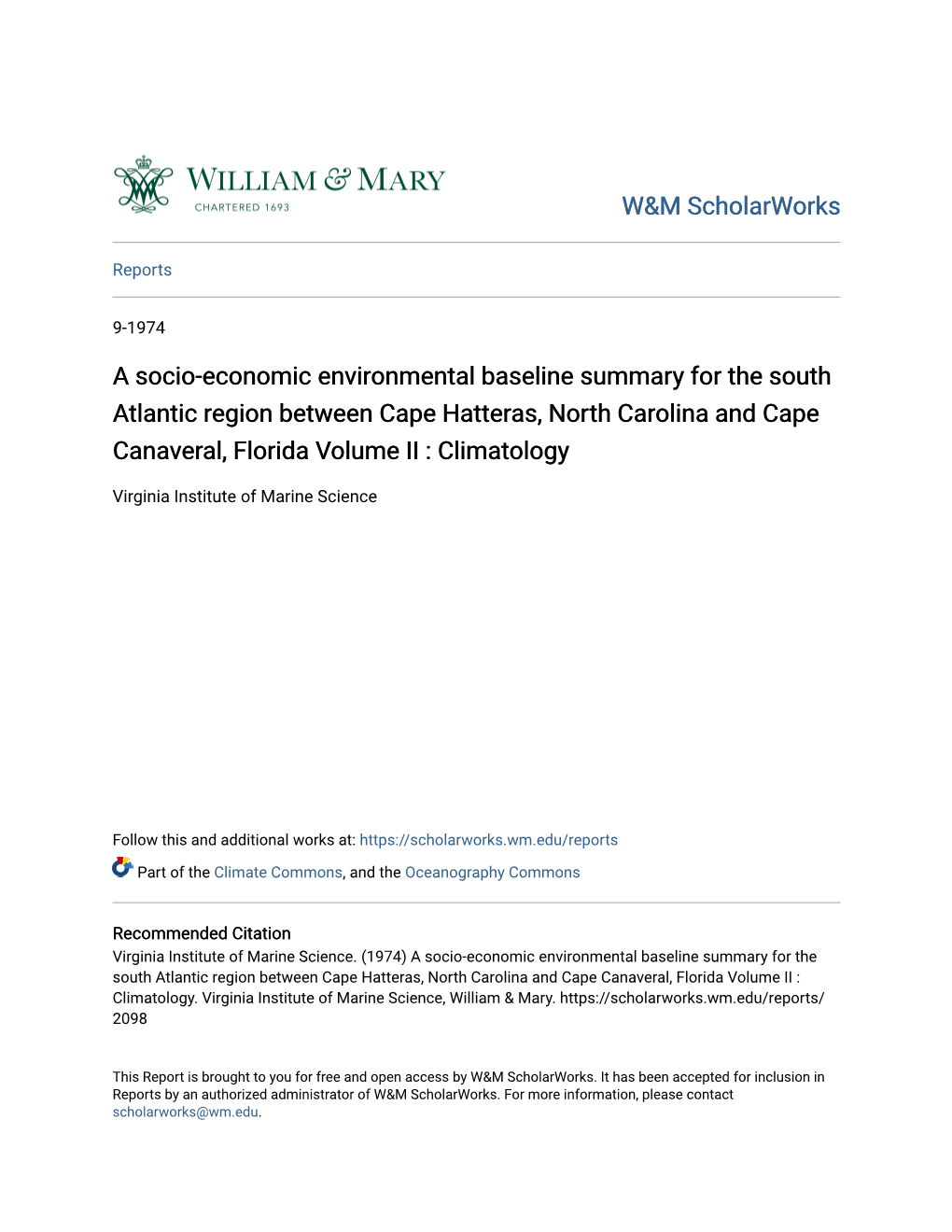 A Socio-Economic Environmental Baseline Summary for the South