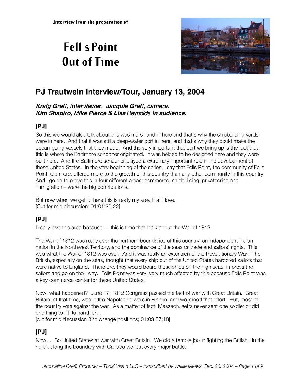 PJ Trautwein Interview, 1/13/2004