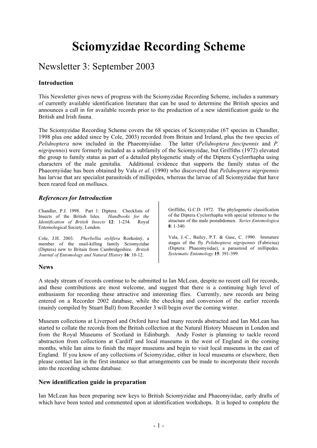 Sciomyzidae Recording Scheme