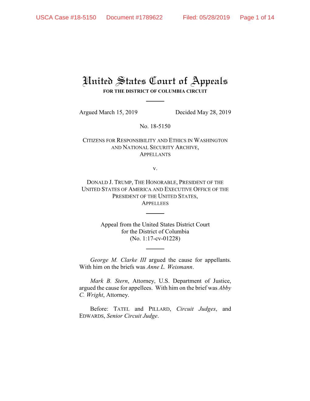 United States Court of Appeals for the DISTRICT of COLUMBIA CIRCUIT