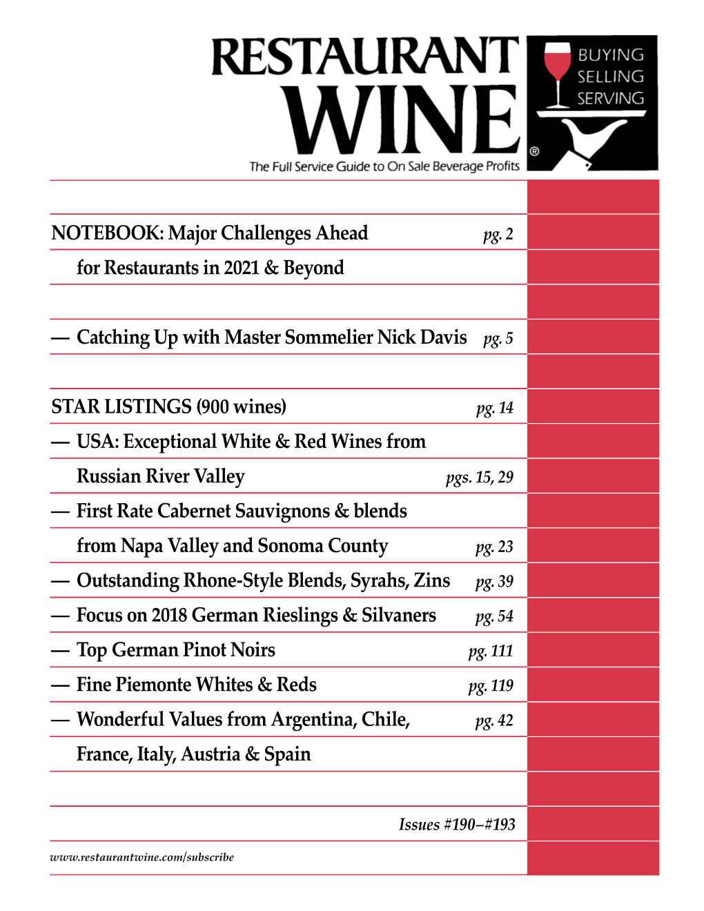 Catching up with Master Sommelier Nick Davis Pg. 5 ST