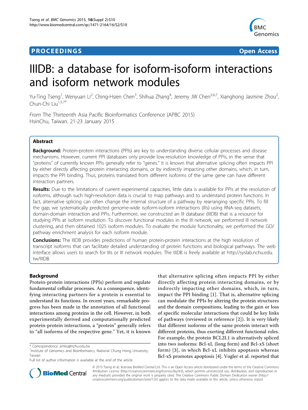 IIIDB: a Database for Isoform-Isoform Interactions and Isoform Network