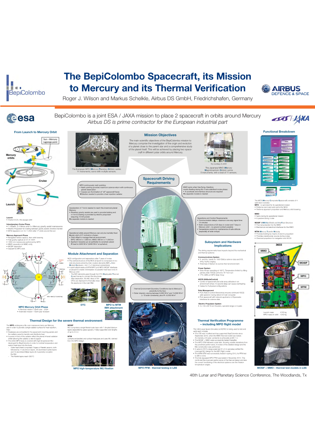 The Bepicolombo Spacecraft, Its Mission to Mercury and Its Thermal 5Erik Cation 1Oger ) 6Ikson Anc Markus Schekkke Irbus #S &Mb' %Riecrichshaeen &Ermany