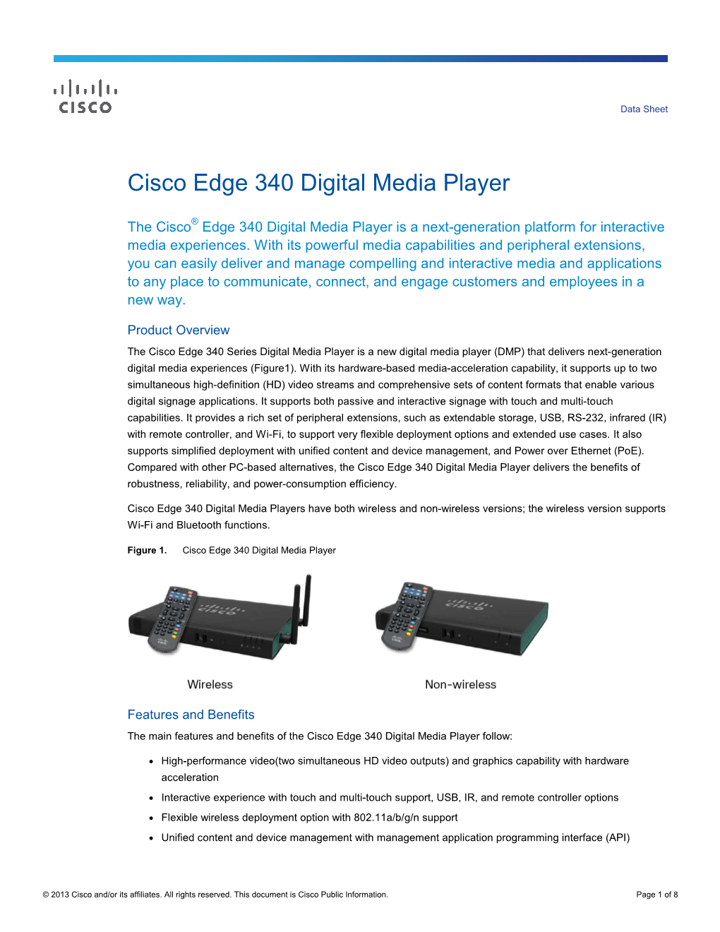 Cisco Edge 340 Digital Media Player Data Sheet