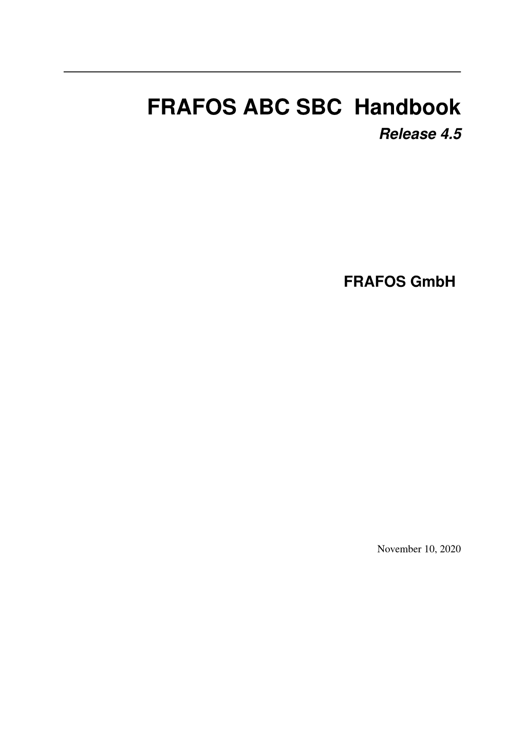 FRAFOS ABC SBC Handbook Release 4.5