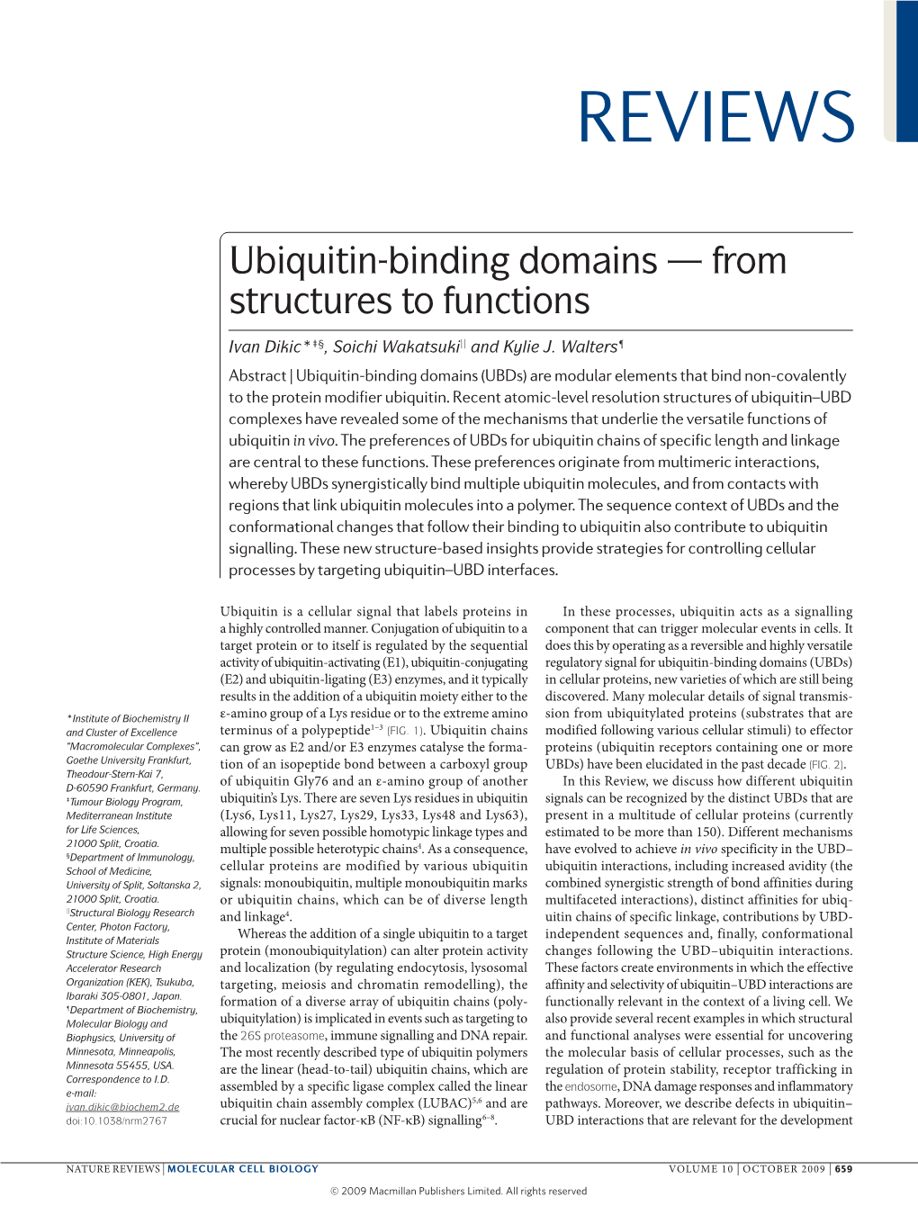 Ubiquitin-Binding Domains — from Structures to Functions