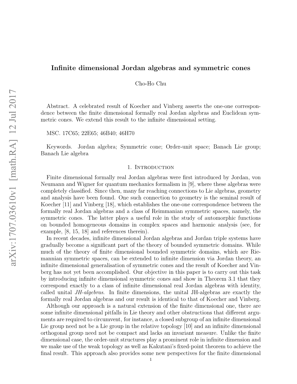 Arxiv:1707.03610V1 [Math.RA]