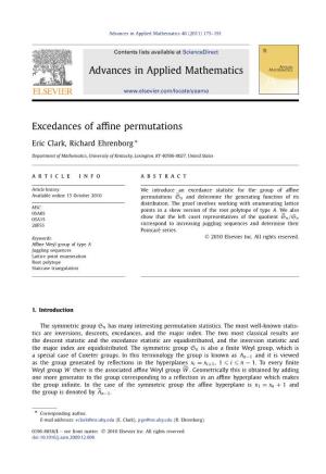 Excedances of Affine Permutations