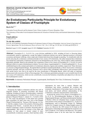 An Evolutionary Particularity Principle for Evolutionary System of Classes of Fructophyta
