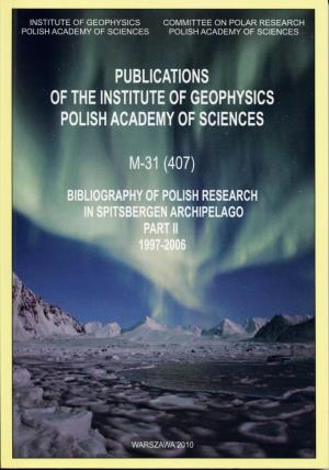 Introduction to the Bibliography of Polish Research in Spitsbergen Archipelago, Part II (1997-2006) − by Jerzy Giżejewski