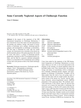 Some Currently Neglected Aspects of Cholinergic Function