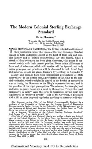 The Modern Colonial Sterling Exchange Standard H