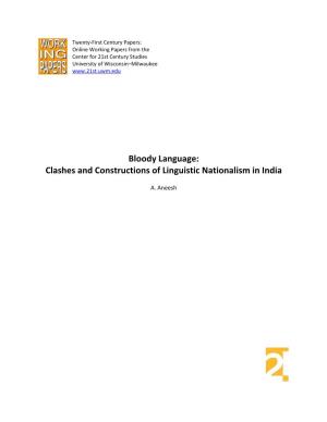 Bloody Language: Clashes and Constructions of Linguistic Nationalism in India