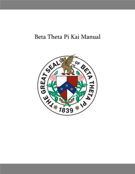 Beta Theta Pi Kai Manual