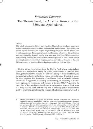 Sviatoslav Dmitriev the Theoric Fund, the Athenian Finance in the 330S