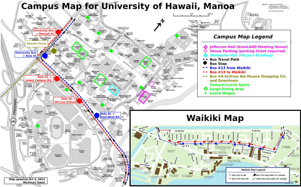 Campus Map for University of Hawaii, Manoa