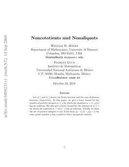 [Math.NT] 14 Sep 2004 Noncototients and Nonaliquots