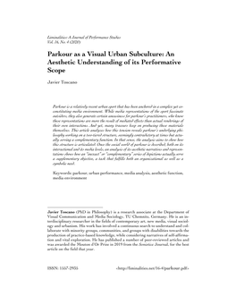 Parkour As a Visual Urban Subculture: an Aesthetic Understanding of Its Performative Scope